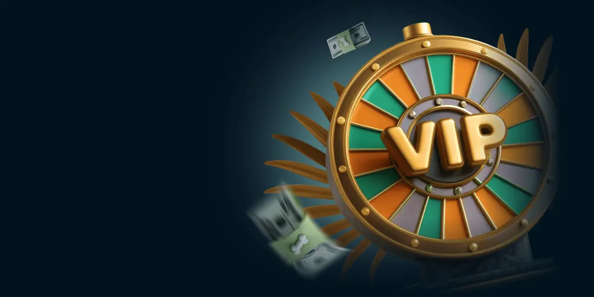 A wheel-of-fortune style promo graphic with the bulldog mascot pointing at it